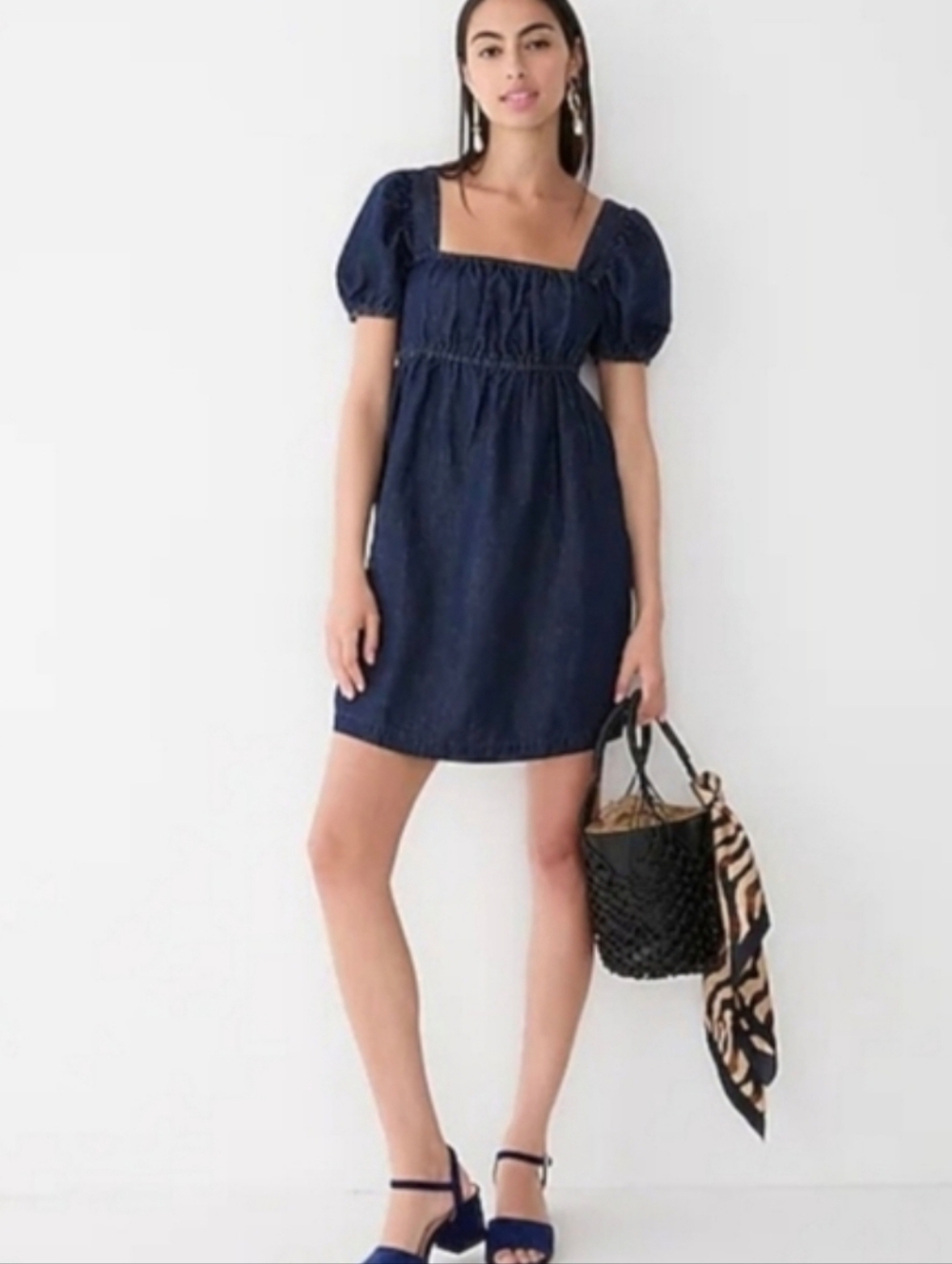 J.crew Squareneck denim mini dress